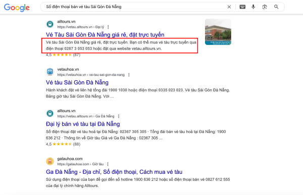 Số điện thoại bán vé tàu Sài Gòn Đà Nẵng