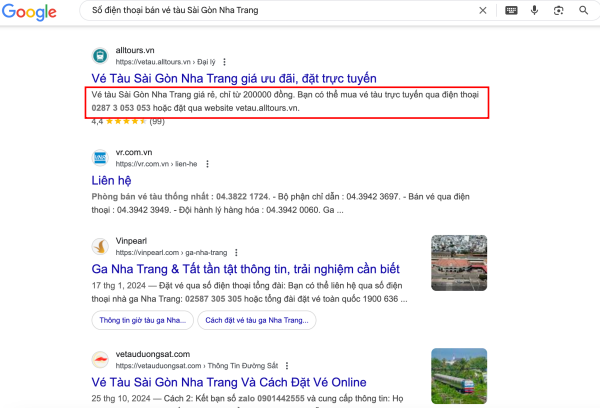 Số điện thoại bán vé tàu Sài Gòn Nha Trang