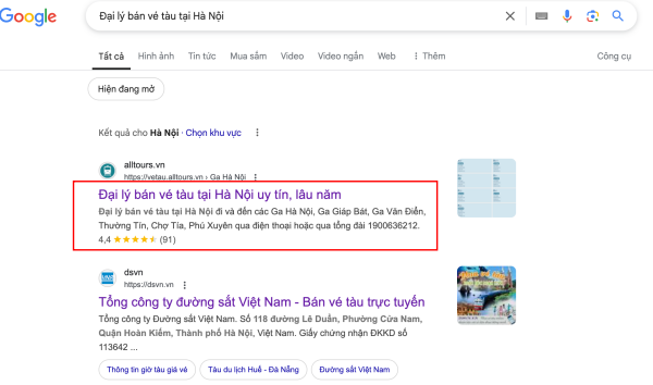 Các đại lý uy tín thường sẽ hiện lên đầu trang mà không cần chạy quảng cáo.