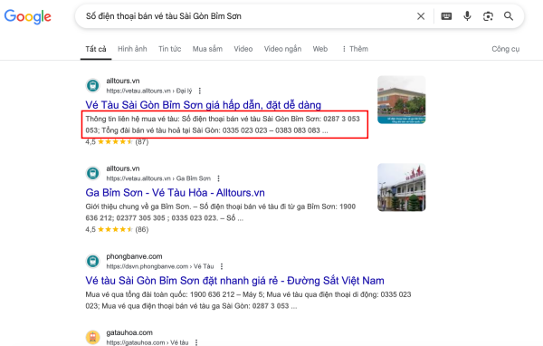 Số điện thoại bán vé tàu Sài Gòn Bỉm Sơn