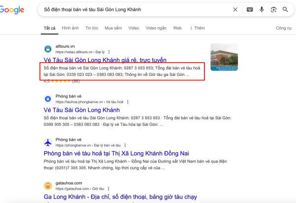 Số điện thoại bán vé tàu Sài Gòn Long Khánh