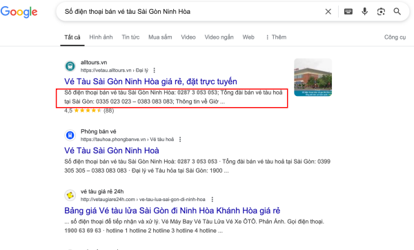 Số điện thoại bán vé tàu Sài Gòn Ninh hoà