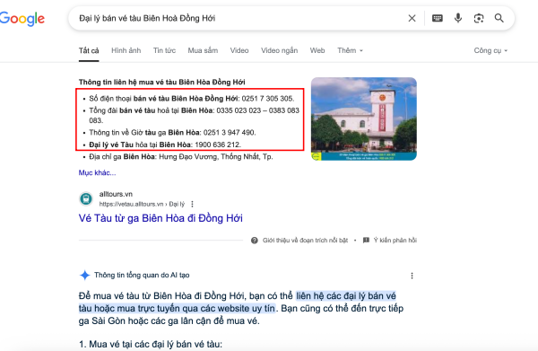 Đại lý bán vé tàu Biên Hoà Đồng Hới