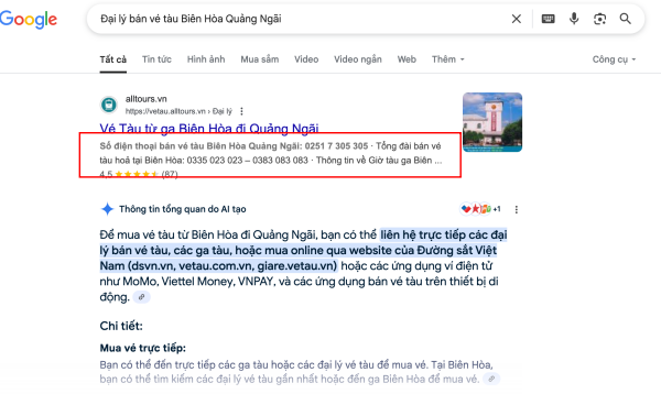 Đại lý bán vé tàu Biên Hòa Quảng Ngãi