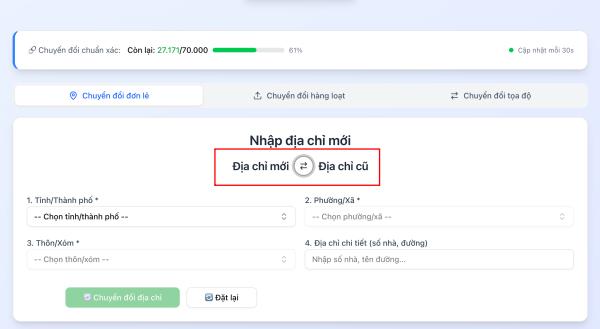 Hướng dẫn cách tra cứu, đổi địa chỉ cũ từ địa chỉ mới