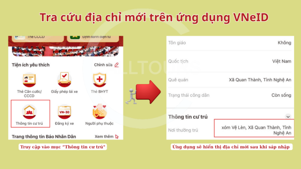 Tra cứu địa chỉ mới trên ứng dụng VNeID