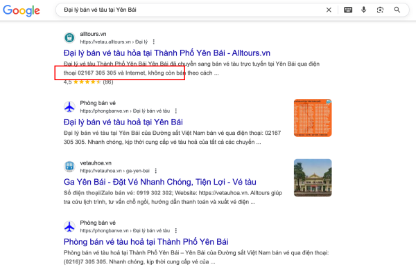 Số điện thoại đại lý bán vé tàu tại Yên Bái