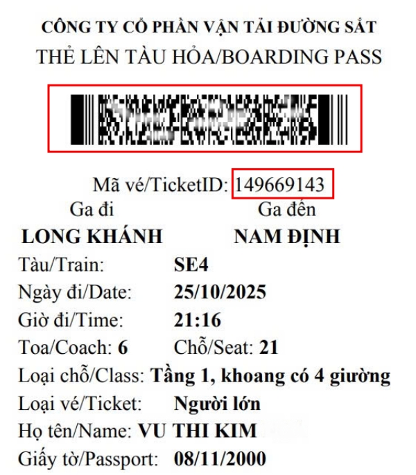 Vé điện tử chính thức sẽ có đầy đủ các thông tin cần thiết